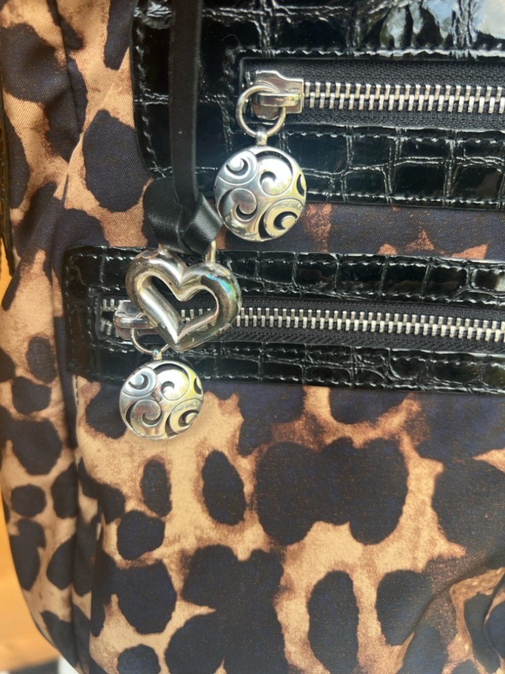Brighton Leopard Print Shoulder Bag - Black/Brown - Picture 2 of 5